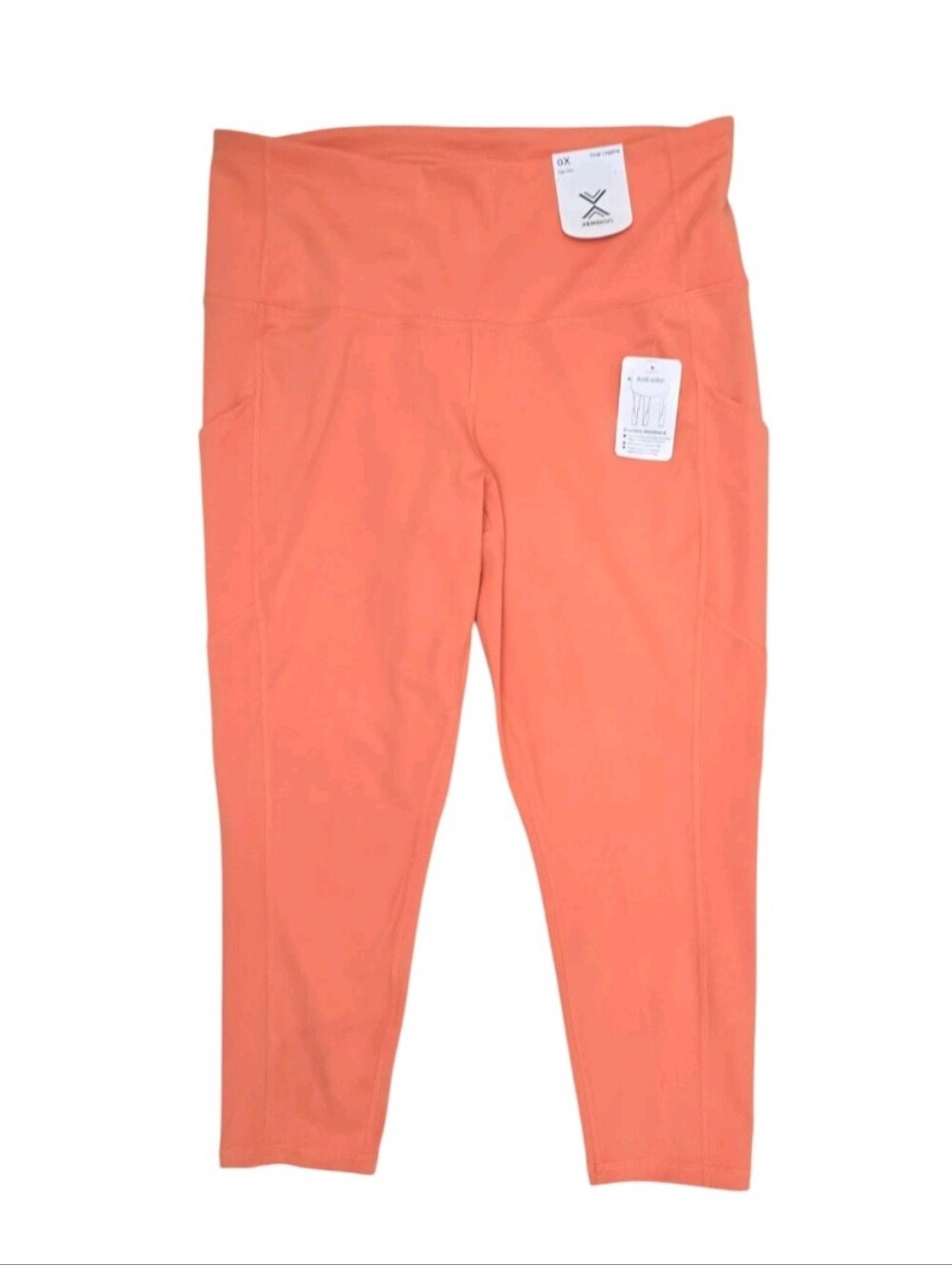NWT Xersion Women's Size 0X / 14 High Rise Crop Leggings Miami Peach Orange Gym